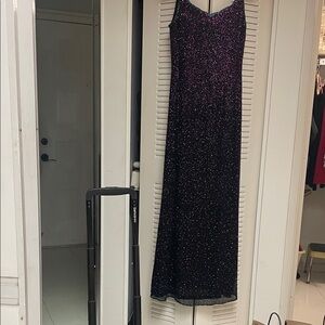 Papell Boutique Elegant Black and Purple Maxi Dress
